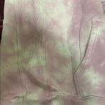 Aritzia TNA Cozy Fleece hoodie jogger set Soft Pink and lime green Large EUC Photo 4