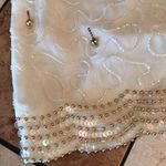 Laurence Kazar Vintage  Cream Gold Tassel Beaded Sequin Metallic Glam Blouse top Photo 9