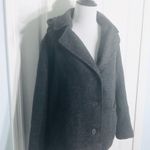 EXPRESS Hooded Dark Charcoal Grey Button Up Wool Coat Size 3/4 Small Photo 2