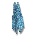 Charlie Paige  Resort Dress Blue‎ Purple White Paisley Fringe Sheer NEW One Size Photo 4