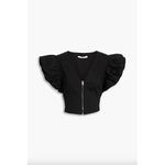 Derek Lam 10 Crosby Genna Cropped Gathered Linen Blend Top Black Womens Size 6 Photo 8