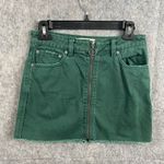 We The Free Womens Size 28 Denim Front Zipper Mini Skirt Green Photo 0