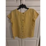 C&C California  Linen Top Short Sleeve Button Back Yellow Womens‎ Size S Photo 4