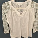 J.Jill - pure Jill-White, sheer, embroidered elastic sleeves- SOFT-long sleeve-XS Photo 6