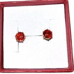 Ruby cz July birthday post earrings with 14k gold plated post. New Photo 2