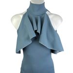 Missguided Blue Sleeveless Halter Mock Neck Ruffle Midi Bodycon Tank Dress Sz S Photo 1