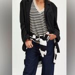 Free People nwt  classic striped Vest in Black/Ivory black combo sz M oversized Photo 2