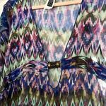 Becca  Abstract Multicolor Semi-sheer Chiffon Swim Beach Pool Coverup Dress | XS Photo 2