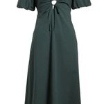 Madewell Cutout Puff Sleeve Poplin Midi Dress - Dark Palm Size 0 Photo 4