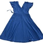 Gilli Wrap Dress Womens Small Blue Short Sleeve Flare A Photo 1