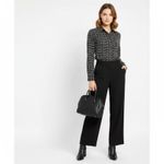 Oscar de la Renta  Black & White embroidered Long Sleeve Floral Print top 2 Photo 6