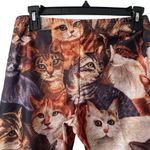 1991 INC Soft Creamy Cat Collage Stretch Leggings size large Cat Lady Brown Photo 3