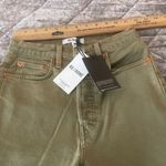 RE/DONE 70s Ultra High Rise Stove Pipe Jeans Size 24 Olive Green Denim vintage Photo 6