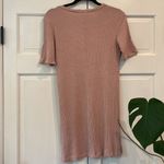 Reformation  Ribbed Pink Mini Dress‎ Scoop Mini Sleeves Size Large Bodycon Photo 4