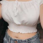 SheIn Cute White Peasant Top Photo 0