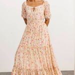 Baltic Born  Alice Smocked Maxi Dress in Berry Print Tiered Size Small Photo 0