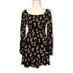 Xhilaration NWOT Long Sleeve Black Floral Mini Smocked Dress Photo 2