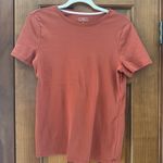 Talbots  Tee T-Shirt Top Women’s Medium Burnt Orange Rust Knit 100% Pima Cotton Photo 0