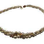 VTG Napier Women Double Faux Elegant Pearl and Gold Beaded Necklace Quiet Luxury White Photo 0