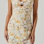 ASTR NWOT  The Label Cap Sleeve Floral Cut Out Mini Dress in Yellow Multi Size M Photo 0