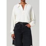 Citizens of Humanity Remi Cotton-Blend Jersey Sweatshirt in White Size Large Photo 7