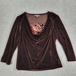 Vtg Susie Couture Velvet Skirt Set Womens L Brown Paisley Cowl Neck Whimsigoth Size L Photo 2