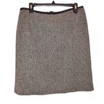 Talbots Checkered silk wool blend leather trim Skirt black white 10 Photo 0