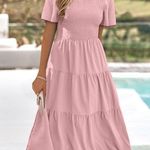 Mifelio Spring/Summer Casual Flutter Dress – Women’s Size M Pink Size M Photo 0
