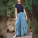 Angie Wide Leg Blue Floral Boho Festival Pants Photo 0