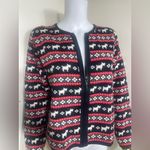 Marisa Christina Scottie Scottish dog pattern holiday Knit Cardigan Sweater Red Size L Photo 2