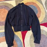 LIT Activewear Black Bomber Sweatshirt Cropped 100% Cotton Women’s Size Medium Photo 0