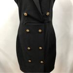 Charlotte Russe  bodycon mini dress black military suit gold tone button xs Photo 1