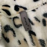 Leopard Print Fleece Pullover Sweater S White Snaps Long Sleeve High Neck Photo 5