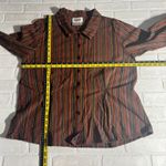 Flax Shirt Womens Large Multicolor Striped Button Up Long Sleeve Pleated Cotton Photo 1