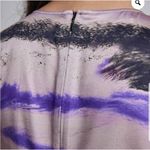 Silk Maison Maxi Dress Medium Purple Black Abstract Print Long Sleeve Cutout Purple Photo 4