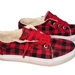 blowfish Red and Black Plaid Flats Photo 1