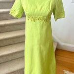 Vintage 60s Lime Green Lace Applique Maxi Party Dress Size XS Photo 0