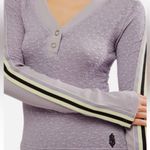 Free People Movement Recovery Layer Lavender V-Neck Top with Striped Sleeves NWT Photo 5
