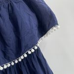 Mud Pie  Dress Small Strapless Navy Pom Pom Nautical Coastal 100% Cotton Casual Photo 6