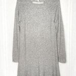White + Warren Long Sleeve 100% Cashmere Ribbed Sweater Dress Small Light Gray Photo 0