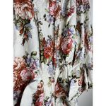 LPA  Romper Size Medium Women's Linen Blend Bell Sleeve Short Floral Romper Ivory Photo 4