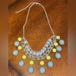 Avon Grey/Yellow/Iridescent Beads Tiered Dawn Statement Necklace Signed NWT Yellow Photo 2