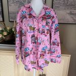 PRINTFRESH Pink Persian Poodles Long Printed Pajama Top Size Small Photo 2
