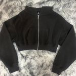 PacSun  dark grey fuzzy cropped hoodie Photo 0