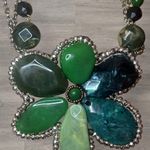 Vintage Boho Green Oversized Flower Statement Necklace Photo 1