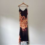House Of CB NEW Mariamma Dark Brown Floral Printed Satin Maxi Dress XS Photo 8