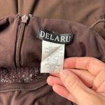 Delaru Brown Formal Dress Gown‎ Y2K 90s Fairy Boho Beaded Sz 4 HOCO Prom Ruffle Photo 4