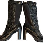 Isaac Mizrahi New York Isgeogin Black Leather Croc Tall boots Photo 6