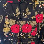 Silkland Women's Shirt Long Sleeve Kimono Top Black Red Beaded Flowers Silk Sz M Size M Photo 7