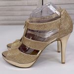 Fioni  Gold Zip Up Peeptoe Stiletto Heels-8 Photo 0